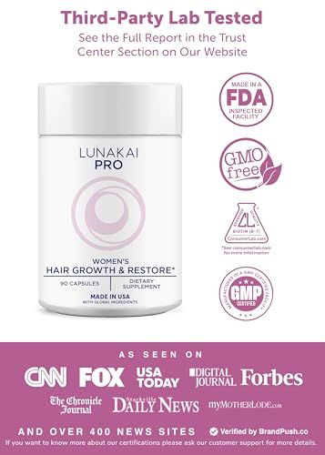 Lunakai Hair Growth Vitamins for Women - 20 Nutrient Complex, 90 Capsules