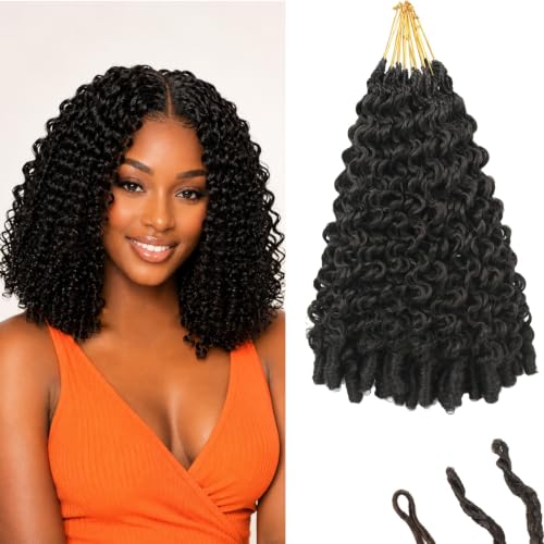 12 Inch Pre-Looped Burmese Curly Crochet Hair 8 Pack 1B 14in Tips — K-ThermSilk Fiber