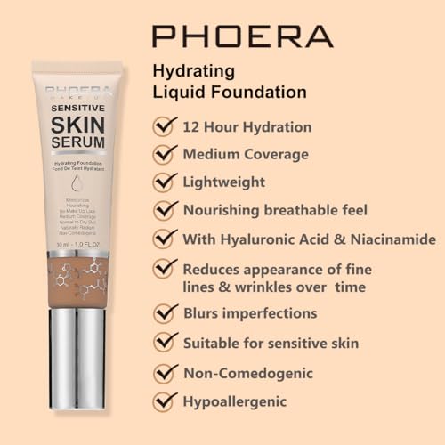 Hydrating Serum Foundation - Hypoallergenic Tinted Moisturizer N02 Nude