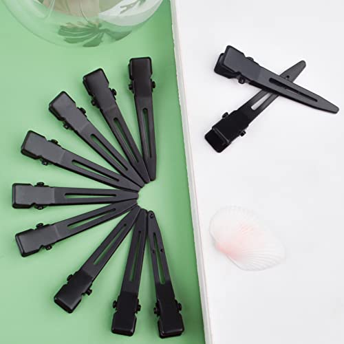 50pcs 1.75 Inches Alligator Hair Clips Metal Duck Bill Hairclips Single Prong Curl Clips Hairpins for Women Salon Styling Hair Accessories(Black)