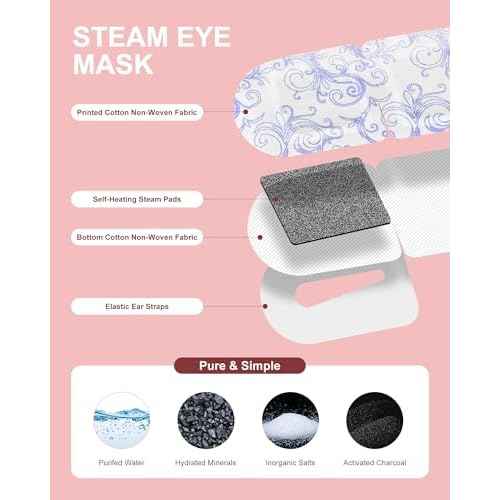 Steam Eye Masks Disposable Lavender 24 Pack, 45+ Min Self Heating Eye Mask for Dry Eyes Dark Circles Puffy for Sleep Travel Office, Warming Rest Eye Mask Best Gifts for Women and Loved Ones
