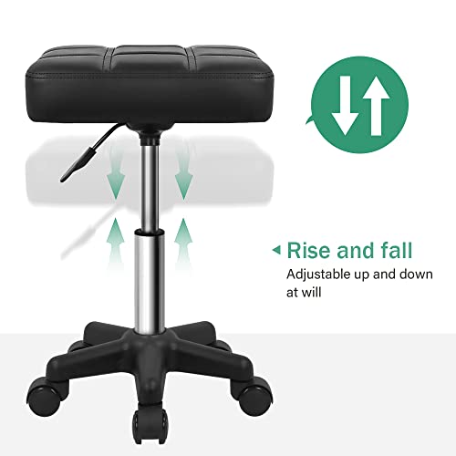 FURWOO Square Swivel Stool with Wheels - Height Adjustable Salon Massage