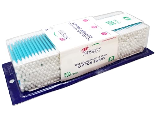 Swisspers 100% Cotton Colored Swabs - 500 Count for Makeup & First Aid