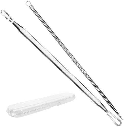 Stainless Steel Blackhead Remover, Pimple Extractor, Pimple Popper, Comedone Extractor, Surgical Grade Acne Treatment Tool, 3rd Generation Blemish Removal Kit for Face, Nose, T-Zone, 2Pcs