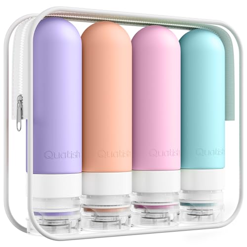 Quatish Pink Travel Bottles for Toiletries, Leakproof 3 oz Containers, Refillable & TSA Approved