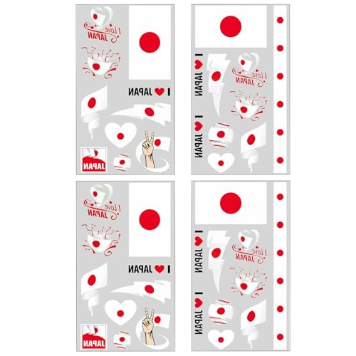 Japan Flag Temporary Tattoos - 40 Pcs Waterproof Face Stickers