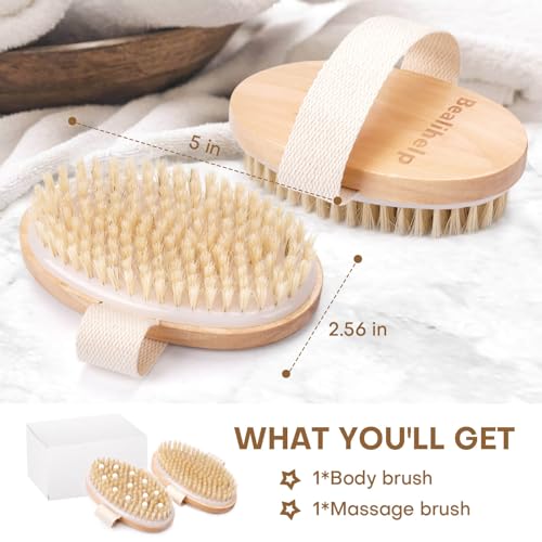 2 Pack Dry Brushing Body Brush with Natural Bristles