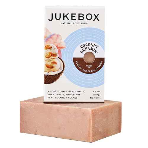 JUKEBOX Soap, Coconut Dreamin'-Natural Bar Soap for Women,Cold Process,Light Scrub, Bath Soap,No Harmful Ingredients,All Skin Types,Toasted Coconut,Sweet Spice,Citrus-A Dr. Squatch Brand-4.5oz