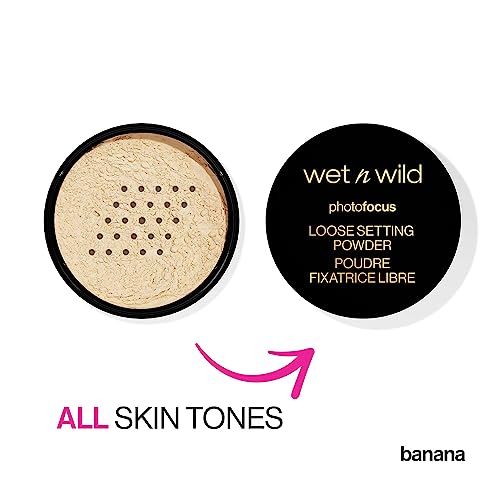 wet n wild Photo Focus Loose Baking Setting Powder, Highlighter Makeup, Suitable for All Skin Tones, Banana