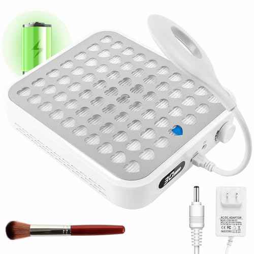 ANGNYA Nail Dust Collector with Lamp,Vacuum Fan Rechargeable Dust Collector with Dust Brush Powerful Brushless Dust Collector for Acrylic Gel Nail Polishing, Perfect for Salon Home Use