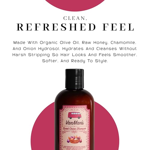 VanMan Sweet Onion Nourishing Shampoo 8oz Plastic Bottle – Organic Olive Oil & Honey, No Onion Scent
