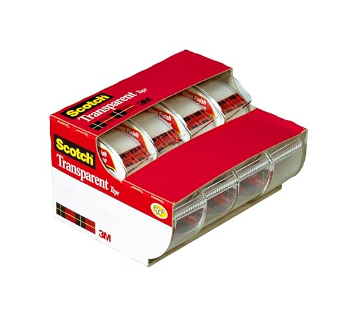 Scotch Transparent Tape 3/4 x 850 Inches - 4 Dispenser Rolls, Clear, Tape Variation
