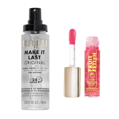 Milani Make It Last Original - Natural Finish Setting Spray 3-in-1 Setting Spray and Primer- Prime + Correct + Set & Milani Bright Side Primer for Makeup