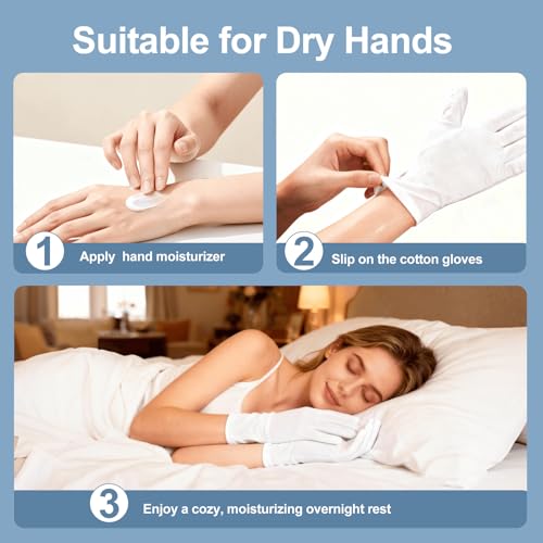 42-Pack White Cotton Gloves for Dry Hands & Eczema - Unisex Sleep SPA Gloves