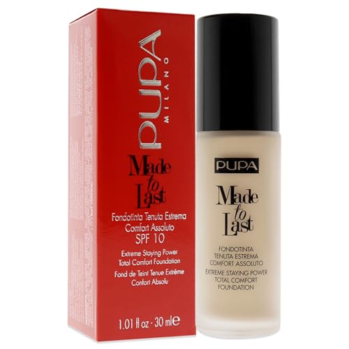 PUPA Milano Made To Last Extreme Staying Power Total Comfort Foundation - Extreme Hold Fluid Foundation - Long Lasting And Weather Resistant - Medium To High Coverage - Natural Beige - 1.01 Oz