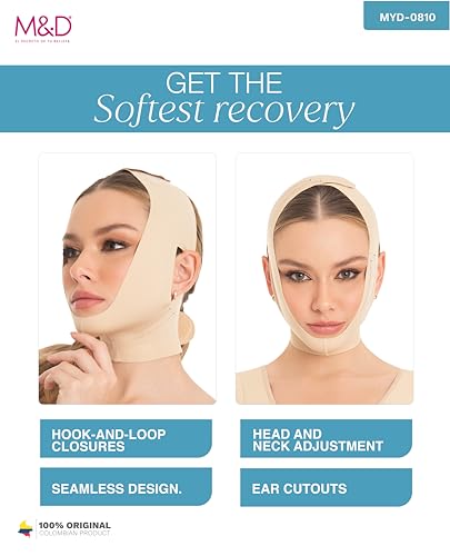 M&D Post-Surgery Chin Compression Strap | Face Slimming Support Beige M