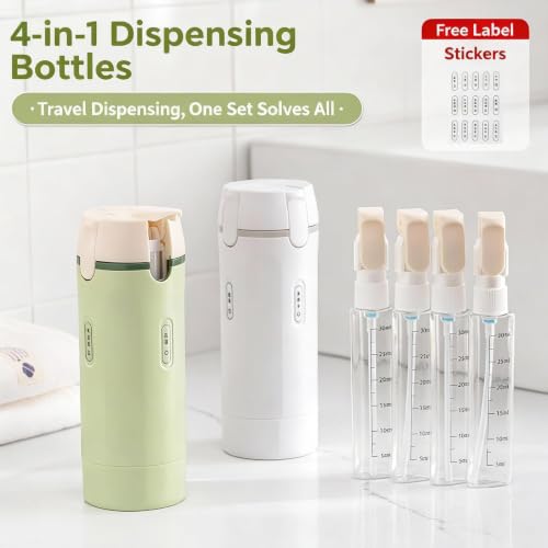 4-in-1 Travel Dispenser Bottle Set - Leakproof 30ML Toiletry Containers