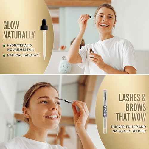 UpNature Organic Castor Oil Lash Serum for Eyelashes and Eyebrows Growth - 100% Pure Cold Pressed Hexane-Free (2oz Glass Bottle)