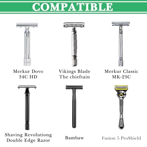 Linkidea Shower Shaving Brush Stand, Safety Razor Holder, Compatible with Vikings Blade Chieftain, Emperor Augustus Razor (Brushed Nickel)