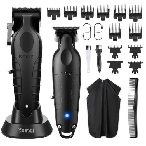 KEMEI Cordless & Corded Hair Clippers for Men, Professional Beard & Hair Trimmers, USB Rechargeable, Model KM-PG2299 & KM-2296