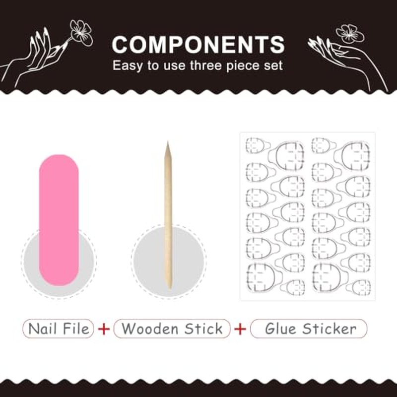 Medium Almond Press On Nails - Milky Nude with French Tips & Gold Accents