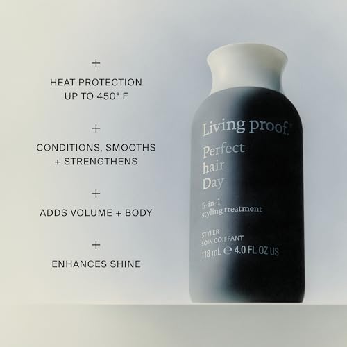Living Proof Perfect Hair Day 5-in-1 Styling Treatment 4 Fl Oz – Conditions, Smooths, Volumizes, Adds Shine & Heat Protect up to 450°F