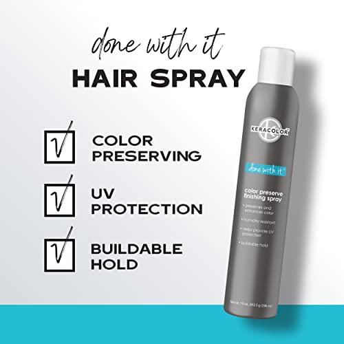 KERACOLOR Kit of 3-in-1 (Cleanse + Conditioner + Color) Platium Semi-Permanent Hair Dye and Finishing Hair Spray 10oz