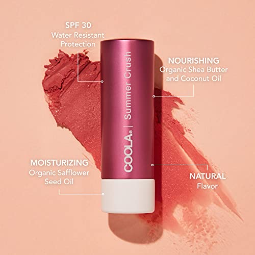 COOLA Organic Tinted Lip Balm & Mineral Sunscreen with SPF 30, Dermatologist Tested Lip Care for Daily Protection, Vegan, Summer Crush, 0.15 Ounce