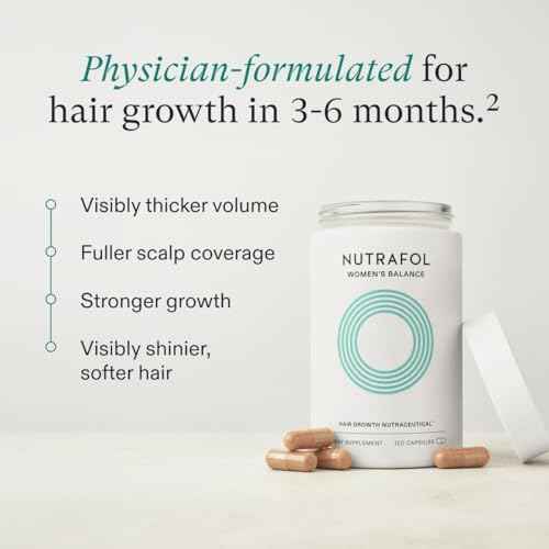 Nutrafol Women's Balance Hair Growth Supplement with Collagen Peptides, Ages 45+, Clinically Tested for Stronger, Visibly Thicker Hair, Dermatologist Recommended - 1 Month Supply, 12 oz Bottle