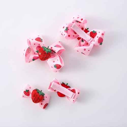 4Pcs Little Girls Strawberry Hair Bows Toddler Strawberry Hairpins Strawberry Hair Accessories Strawberry Hair Snap Barrettes