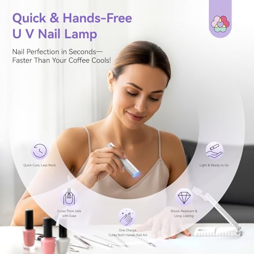 SAVILAND Rechargeable UV LED Handheld Nail Lamp - Silver, Portable Gel Curing Light