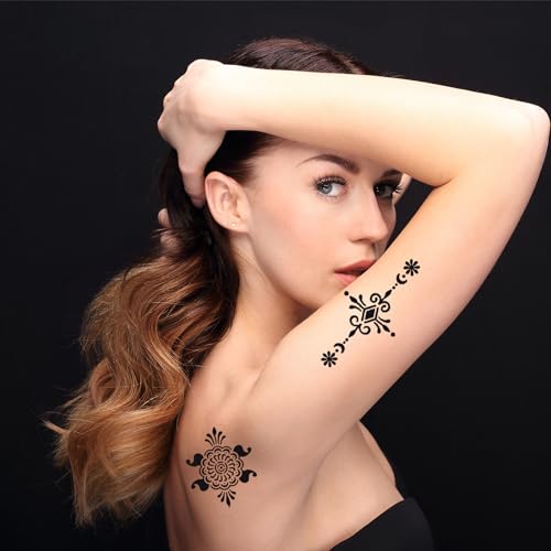 Henna Tattoo Stencils Kit, 16 Sheets for Hands & Body