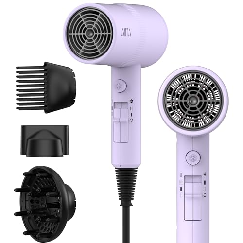 AINA Hair Dryer with Diffuser & Comb, 1600W, 2 Heat Settings