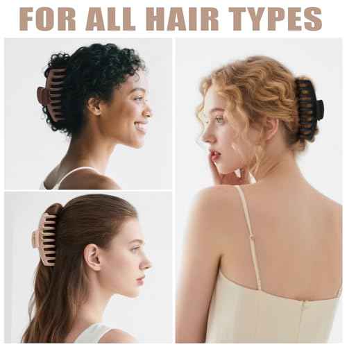 TOCESS Hair Claw Clips for Women - 8PK Large Neutral Matte Jumbo Hair Clips for Thick, Thin, Long, Short, Curly Hair Girls, Big Jaw Clip Set for Daily Use