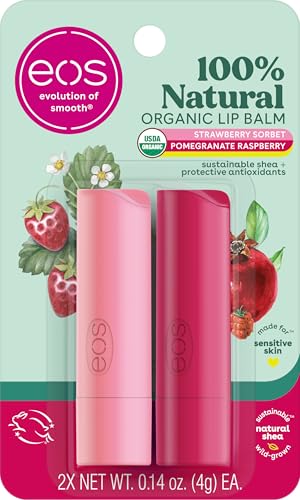 Pomegranate Raspberry & Strawberry Sorbet Lip Balm Set - 2-Pack, All-Day Moisture, Natural & Organic, Sensitive Skin