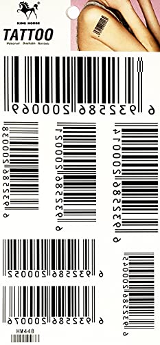 Barcode Number Temporary Tattoos - 3 Sheets Waterproof