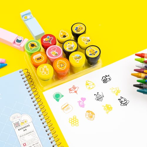 36PCS Bee Party Favors - 24PCS Temporary Tattoos & 12PCS Stamps - Ideal Honey Bee Themed Birthday Card Decorations Supplies Goodie Bag Cute Rewards for Boys Girls Classroom Gifts Baby Shower Prizes