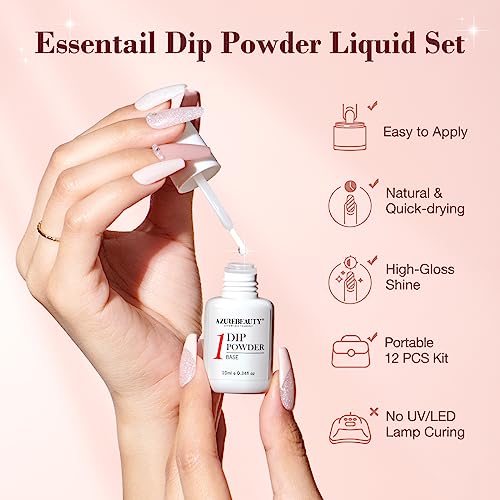 AZUREBEAUTY Dip Powder Nail Kit Starter - Nude Glitter DIY Manicure Set