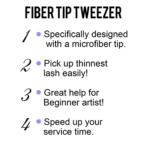Fiber Tip Lash Tweezers For Eyelash Extension Tweezers Professional Artist Tech Work Kit Tools,Best Volume Eyelash Lashes Extensions Purple Tweezers Precision Supplies(C Curved)