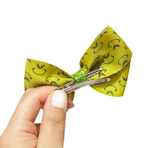 Luv Her Licensed Girls Hair Bows - Hair Accessories Gift Set - 7 Pcs 4 Inch Bundle - Hair Bows for Girls - Grinch Christmas Hair clip - Alligator Clip - Ages 3 +