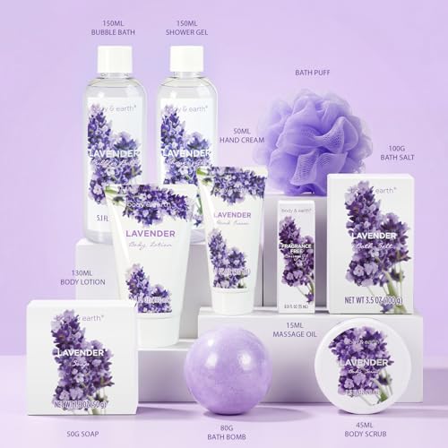 Lavender Spa Gift Basket 11-Piece Set for Women