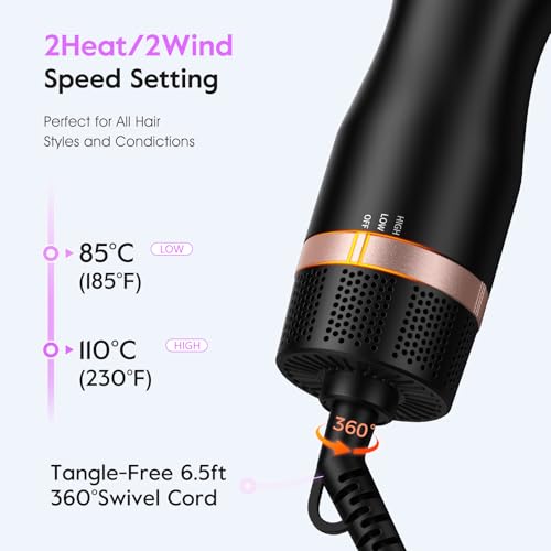 Mini Travel Dual Voltage Hair Dryer Brush 1000W