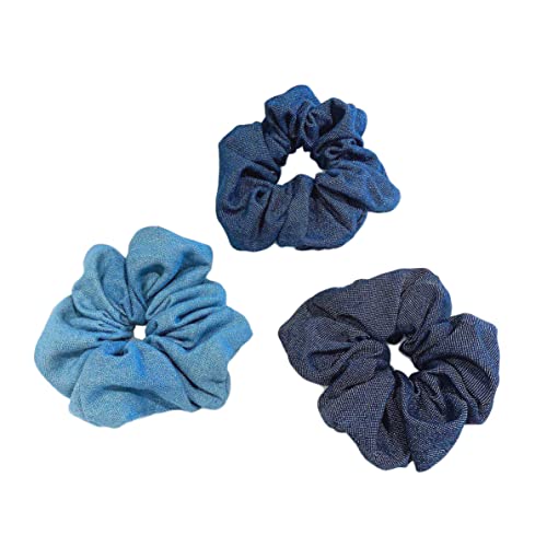 Denim Hair Scrunchies Tie Hair Ring Loop Rope Ponytail Holders Girls Hairband JW011 (3 Pcs)