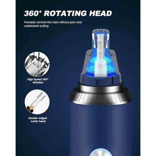 Nose & Ear Hair Trimmer Clipper with LED Display for Men Women, 2025 Model Painless USB Rechargeable Eyebrow & Facial Hair Trimmer,Professional IPX7 Waterproof Dual Edge Blades (Cyan)