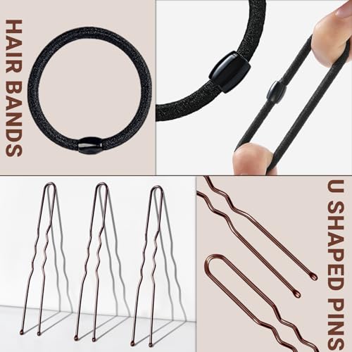 Hair Bun Maker Set with 8 Bun Makers, Hair Nets & Bobby Pins