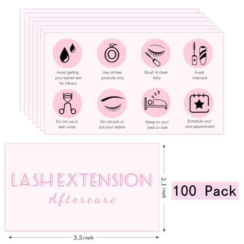 100 Pack Lash Aftercare Card Lash Extension Aftercare Instructions Cards 3.5 x 2.1 Inch Lash Lift and Tint Aftercare Card for Lash Tech Essentials Lash Tech Supplies Lash Aftercare Kit Lash Care Kit
