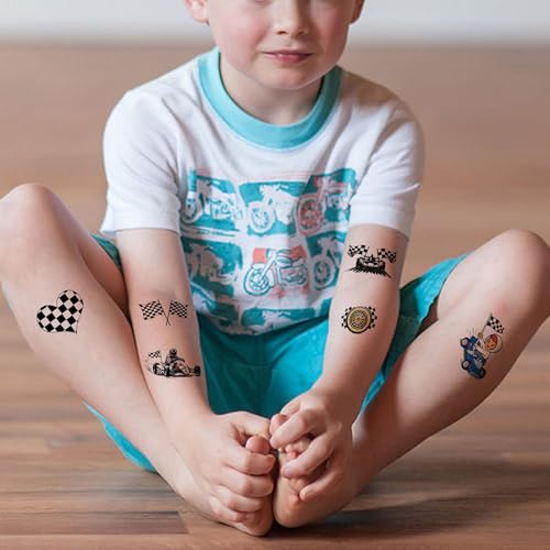 Race Car Checkered Flag Temporary Tattoos Bulk Party Favors