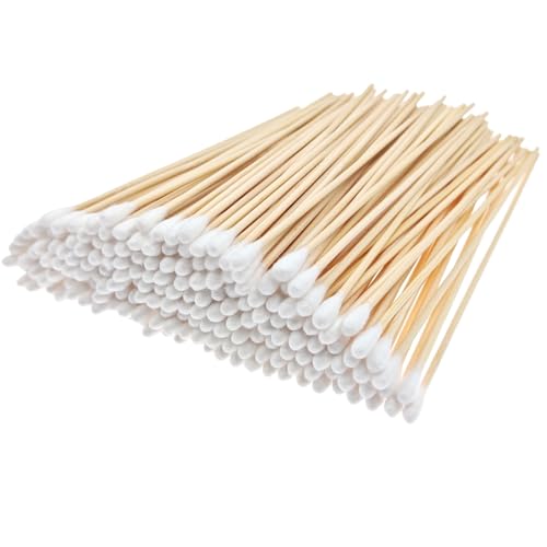 RIKWOG 400 Pcs Cotton Swabs - 6 Inch Wooden Handle Ear Picks