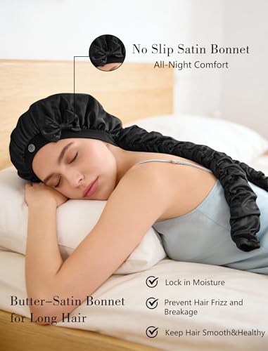 Heatless Curl Satin Bonnet for Sleeping with Long Curling Ribbons