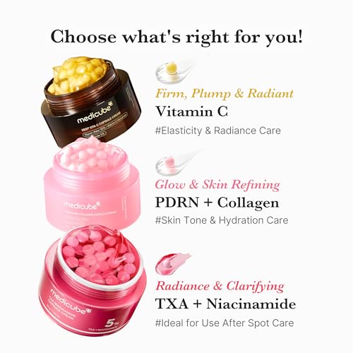 medicube Clear & Glow Capsule Duo: TXA + Deep Vitamin C Capsule Creams | Radiance Boosting and Firming Face Moisturizers that Help Clarify Dull Skin and Reveal a Smooth, Radiant Glow